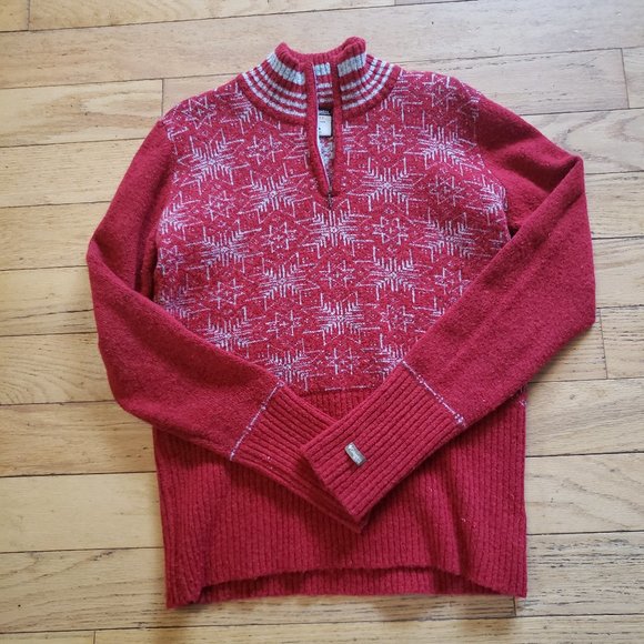 Columbia red Sweater, size M, 1/4 zip, wool blend - Picture 1 of 3